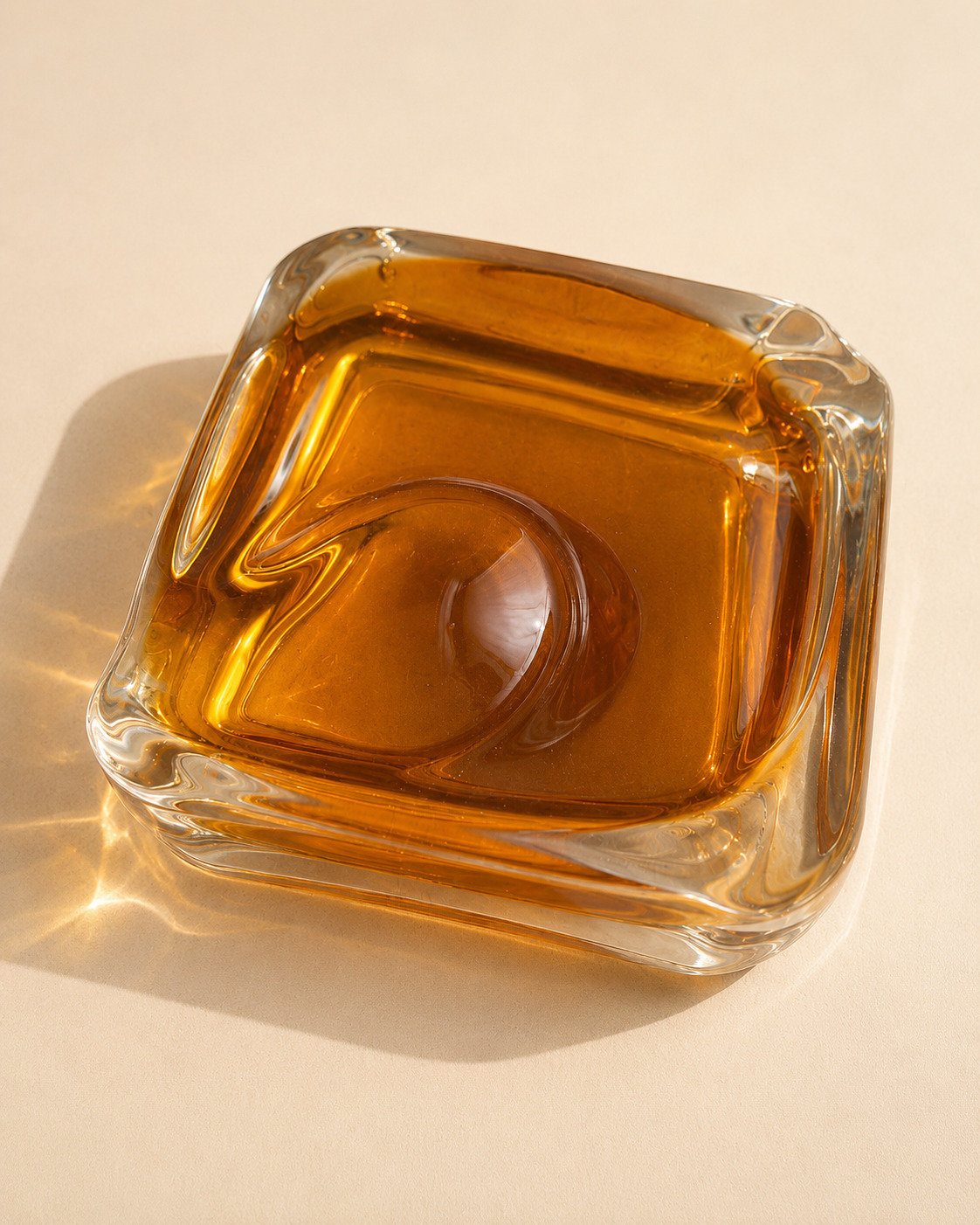 Vide-poche carré — verre ambré