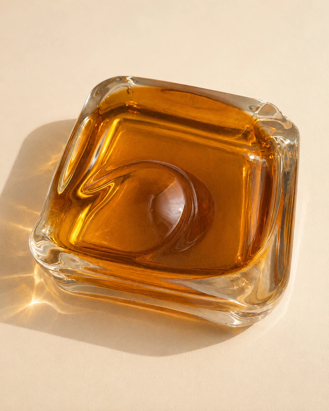 Vide-poche carré — verre ambré