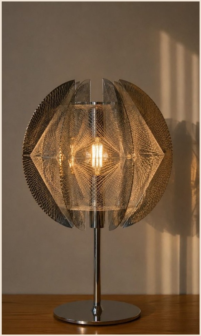 Lampe de table à fils tendus — travail européen, années 1970