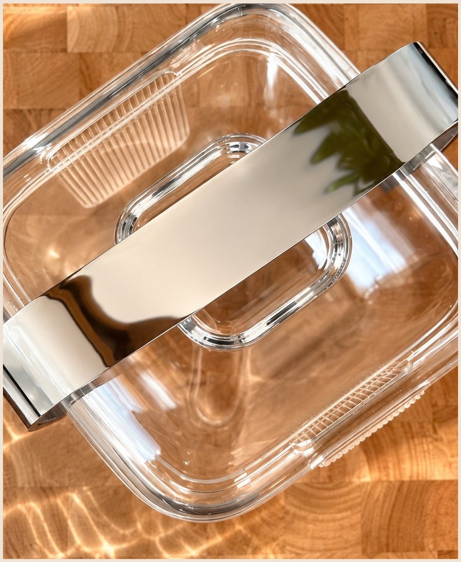 Bac à glaçons Guzzini carré — plexiglas et chrome