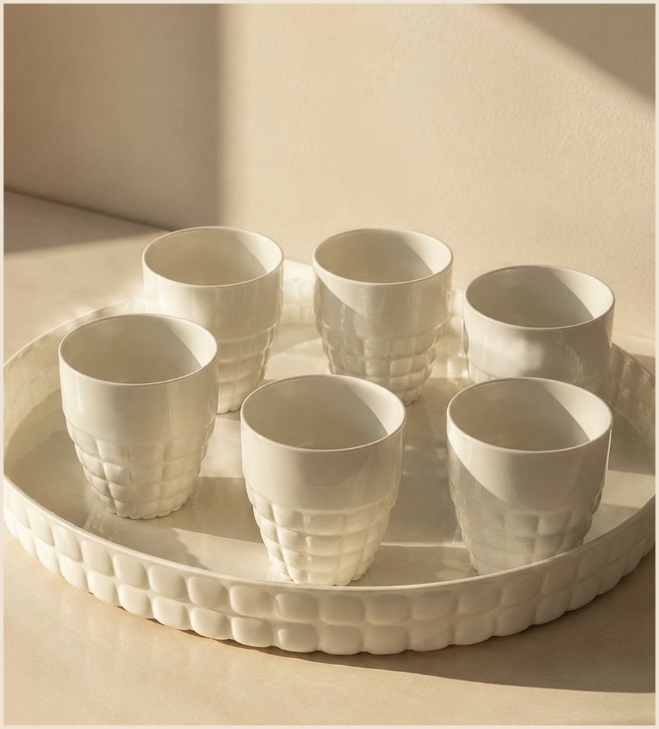 Guzzini Tiffany — plateau ovale et six gobelets
