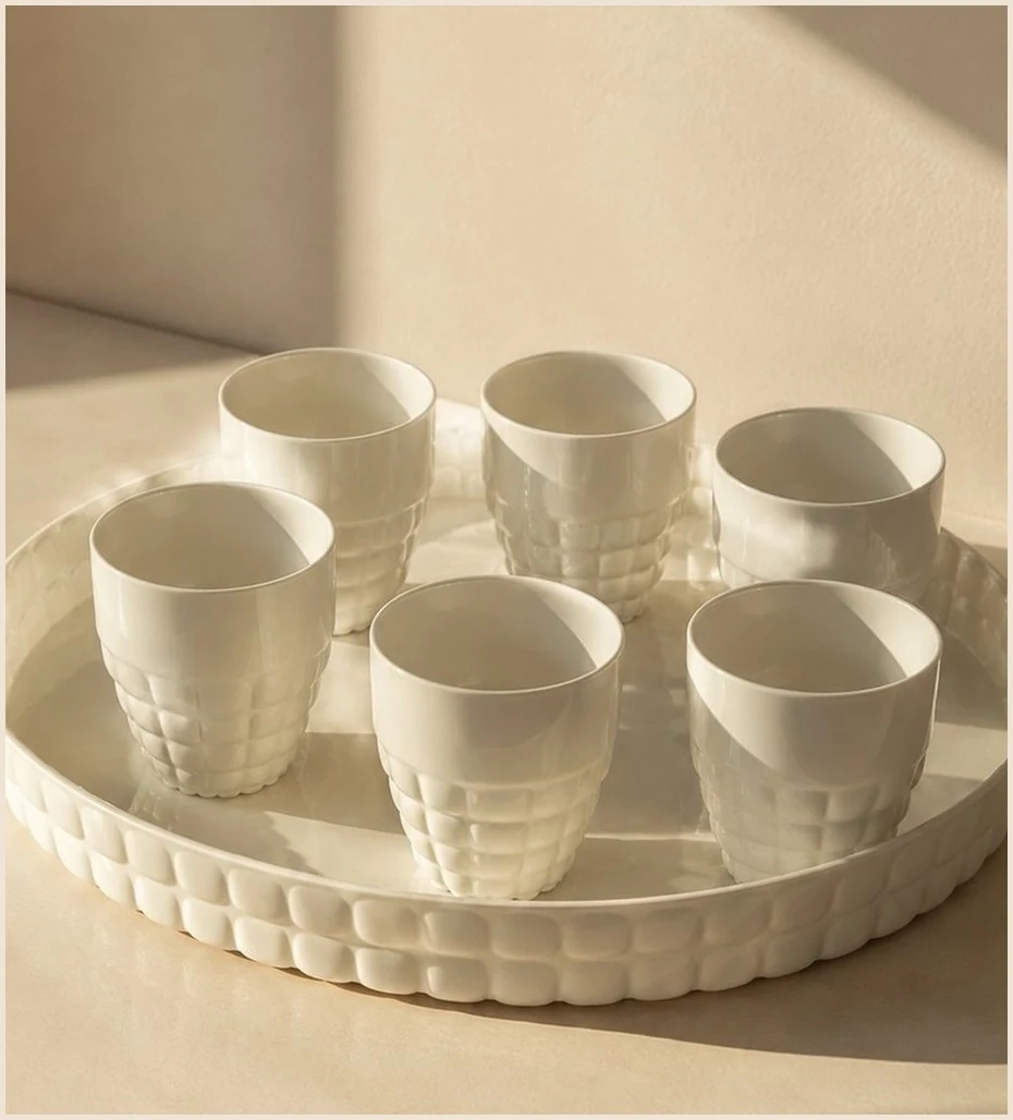 Guzzini Tiffany — plateau ovale et six gobelets