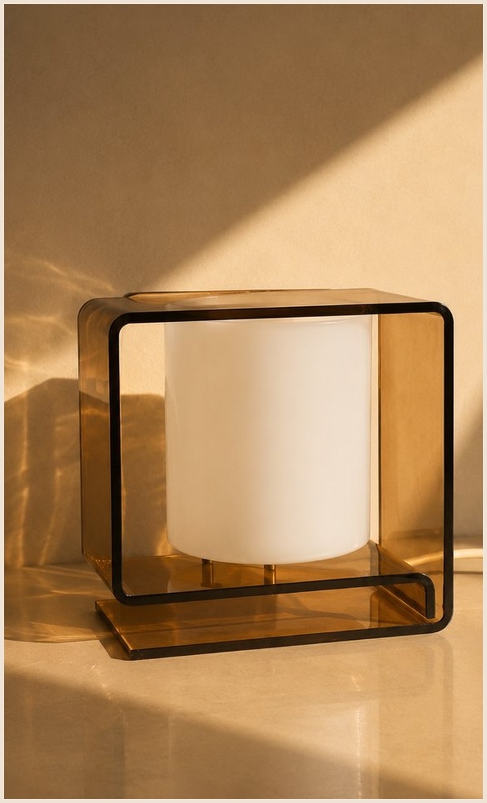 Lampe cubique en Altuglas fumé