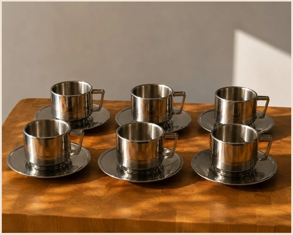 Tasses à café inox — service de six