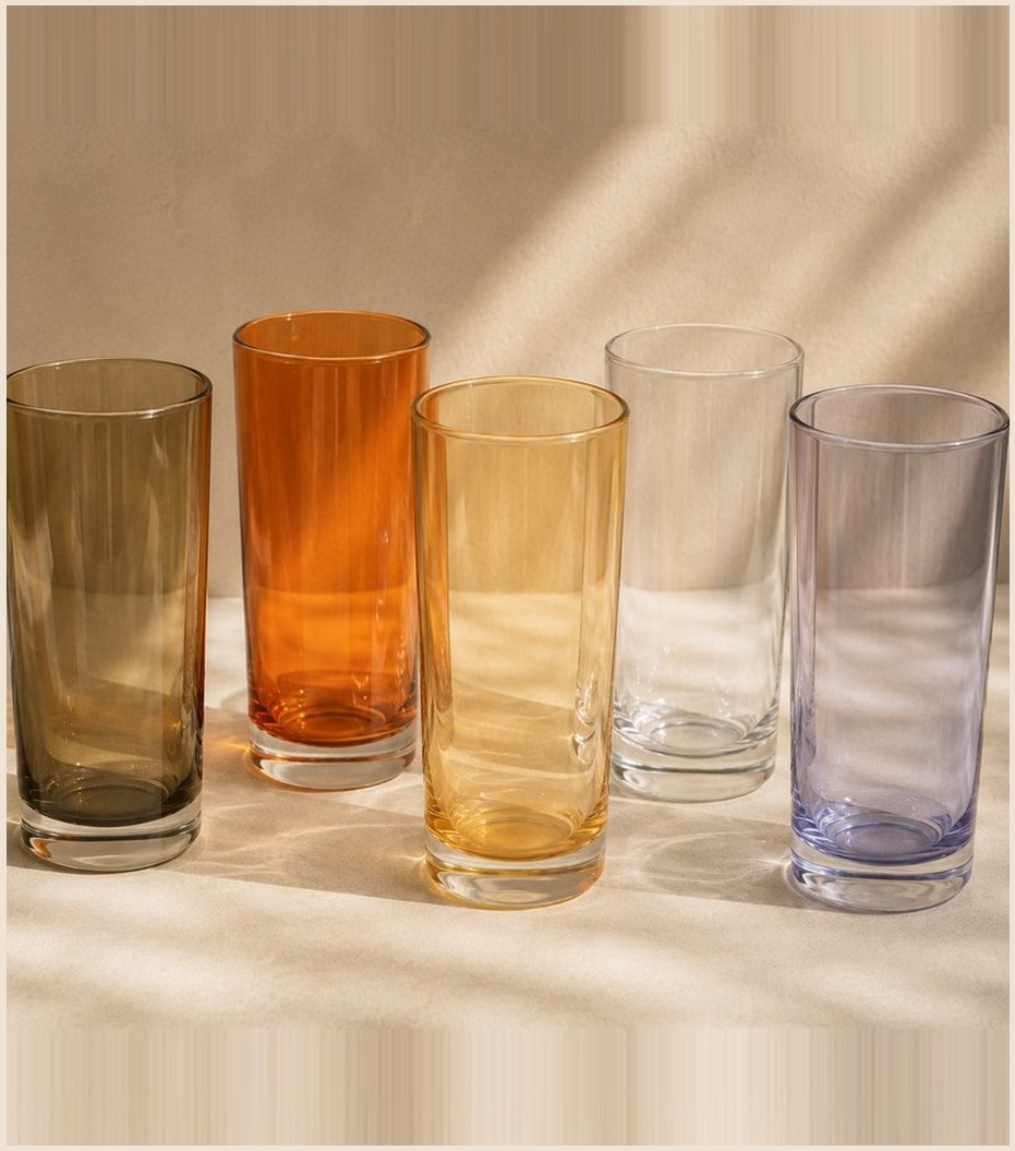 Verres à long drink fumés — teintes assorties