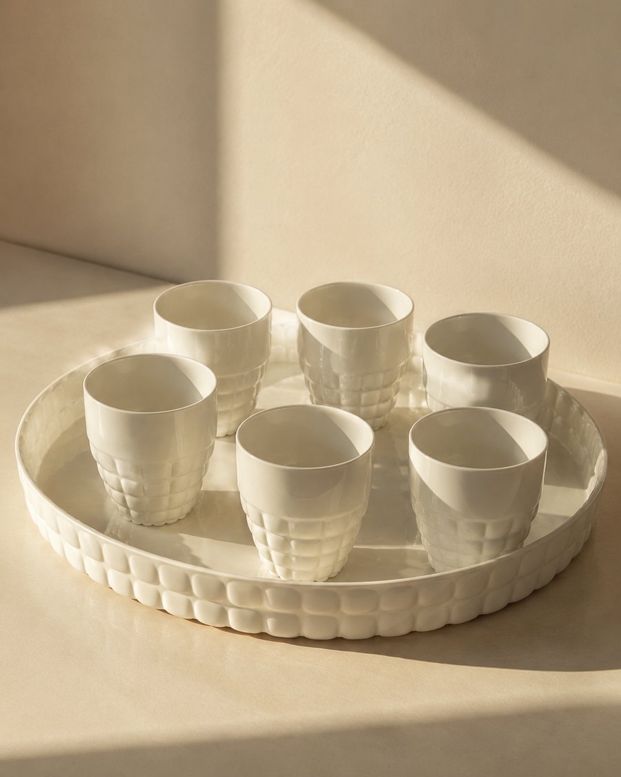 Guzzini Tiffany — plateau ovale et six gobelets