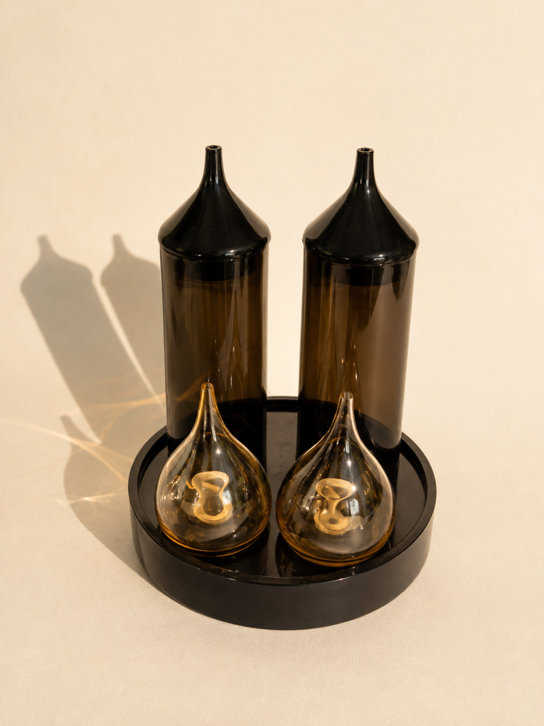 Service à condiments Guzzini — verre fumé
