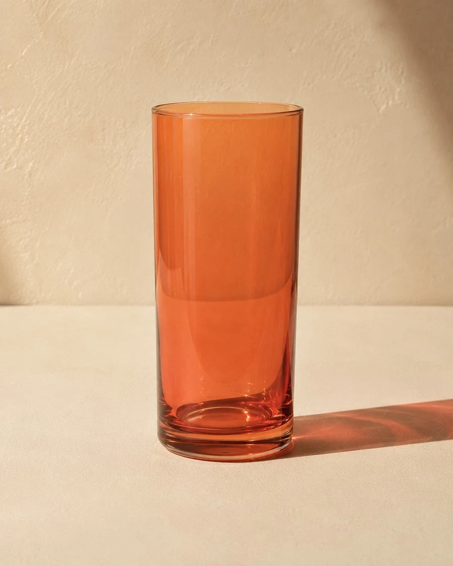 Verre à long drink — teinte orange — lot verres design vintage